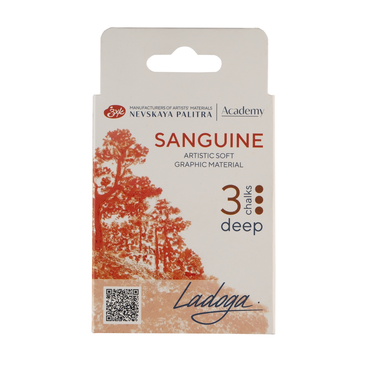 Artists' graphic materials set Ladoga,  sanguine deep 3 chalk, carton box